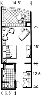 Sheraton Maui deluxe room floor plan