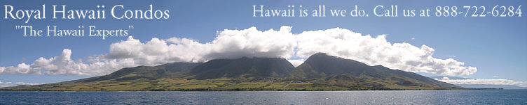 Royal Hawaii Condos,"The Hawaii Experts" Reservations: 888-722-6284. Hawaii vacation rentals on all of the islands.

This panoramic photo is of Maui, looking toward Lahaina. Haleakala is the mountain on the right.